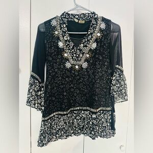 👗 Elegant Black and White Floral Girls dress 👗